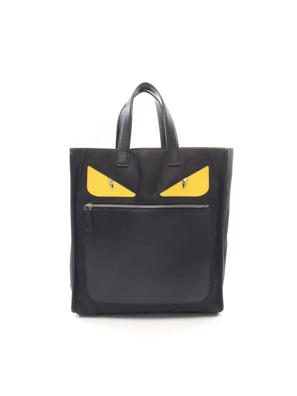 Fendi Tote Bugs Monster Black Nylon Leather